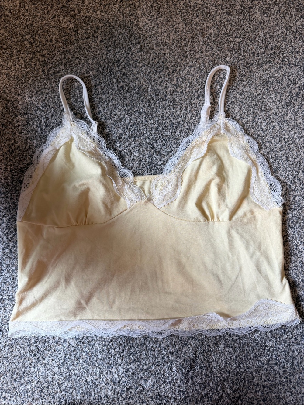 SHEIN Pale Yellow Lace-Trim Cropped Camisole